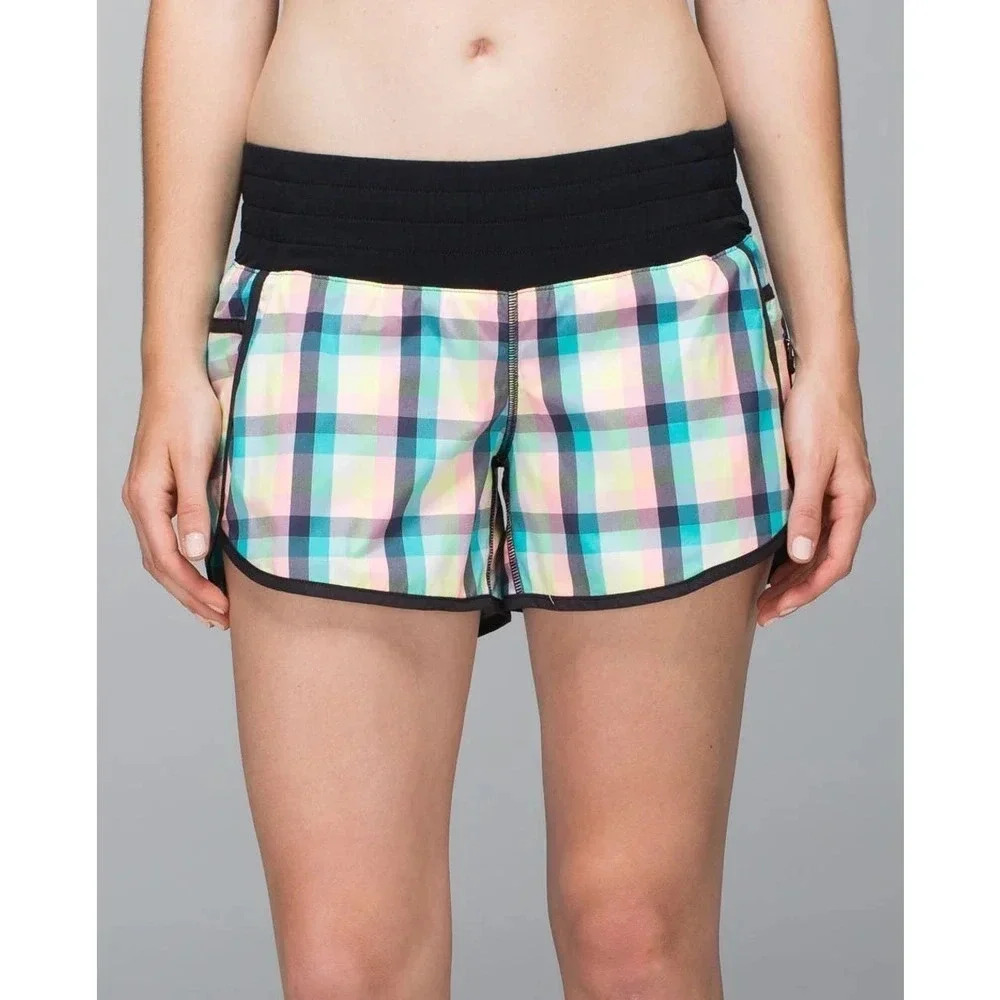 Lululemon Women Size 4 Plaid Tracker Speed Shorts II